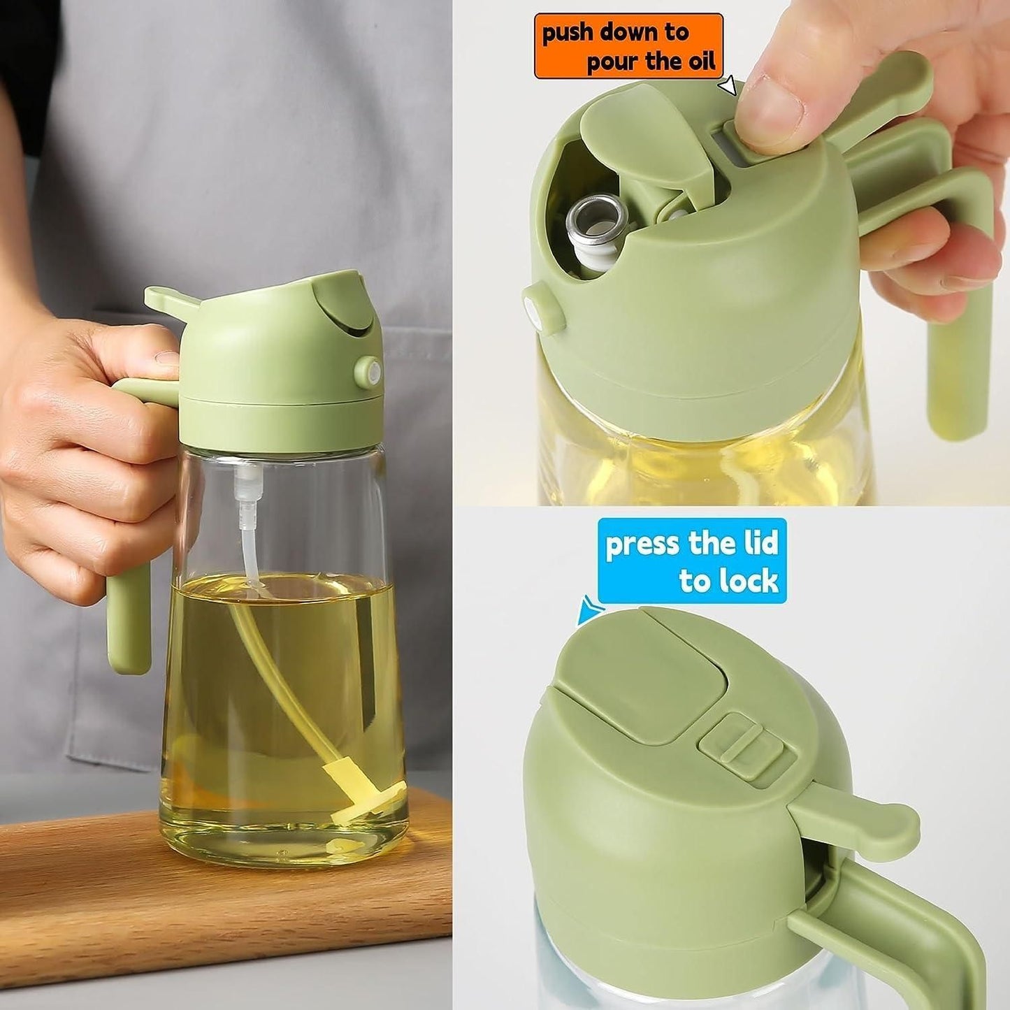 2-in-1 Glass Oil Sprayer & Dispenser - Perfect Cooking Control Every Time!